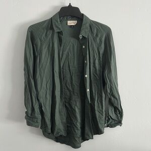 Men's Dark Green Button-Up Shirt Jacket